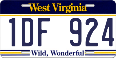 WV license plate 1DF924