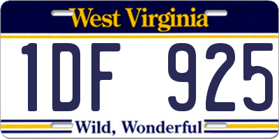 WV license plate 1DF925