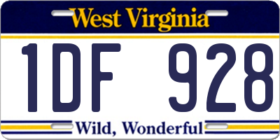 WV license plate 1DF928