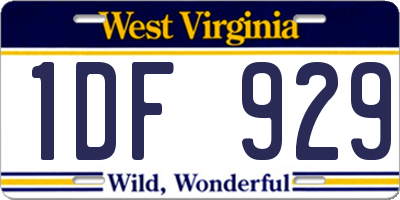 WV license plate 1DF929