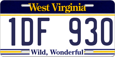 WV license plate 1DF930