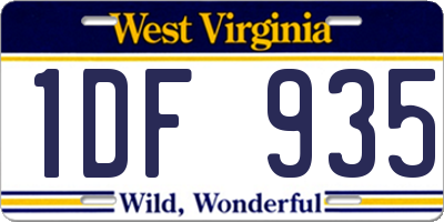 WV license plate 1DF935