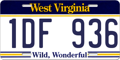 WV license plate 1DF936