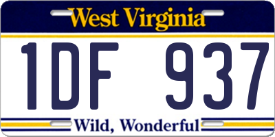 WV license plate 1DF937