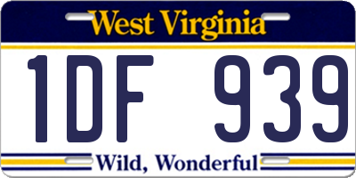WV license plate 1DF939