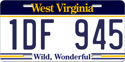 WV license plate 1DF945