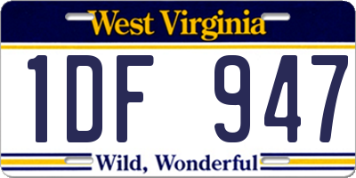 WV license plate 1DF947