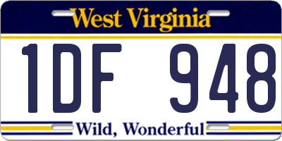 WV license plate 1DF948