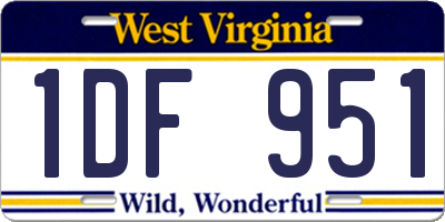 WV license plate 1DF951