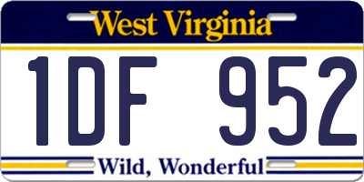 WV license plate 1DF952