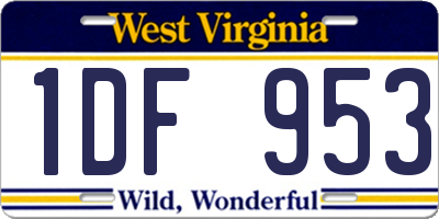 WV license plate 1DF953