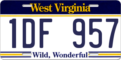 WV license plate 1DF957