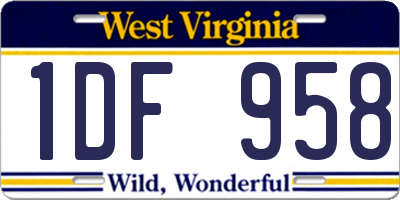 WV license plate 1DF958
