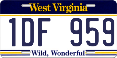 WV license plate 1DF959