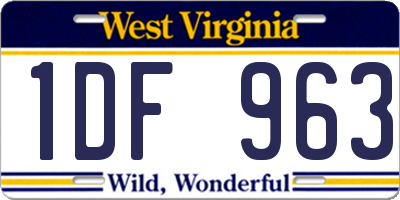 WV license plate 1DF963