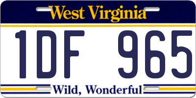 WV license plate 1DF965