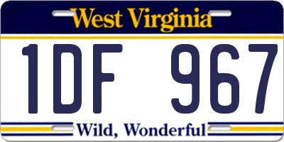 WV license plate 1DF967