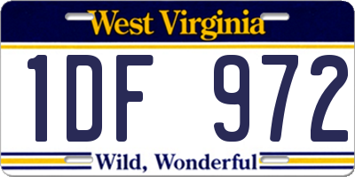 WV license plate 1DF972
