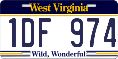 WV license plate 1DF974