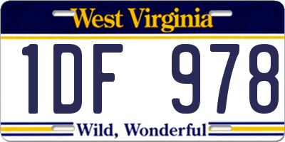 WV license plate 1DF978