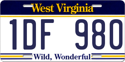 WV license plate 1DF980