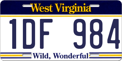 WV license plate 1DF984
