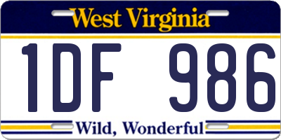 WV license plate 1DF986