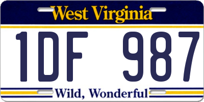 WV license plate 1DF987