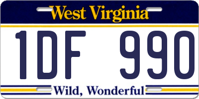 WV license plate 1DF990