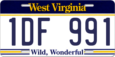 WV license plate 1DF991
