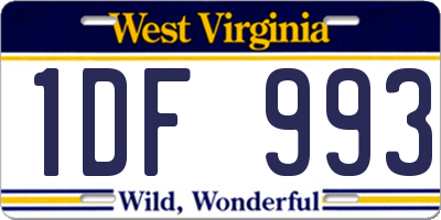 WV license plate 1DF993