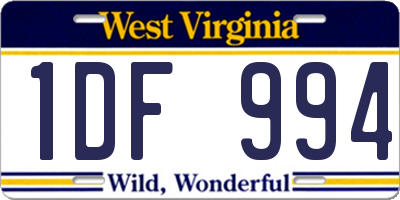 WV license plate 1DF994