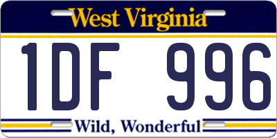 WV license plate 1DF996