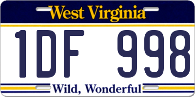 WV license plate 1DF998