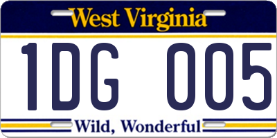 WV license plate 1DG005