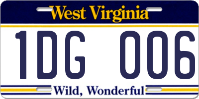 WV license plate 1DG006