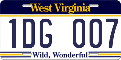 WV license plate 1DG007