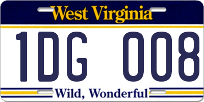 WV license plate 1DG008