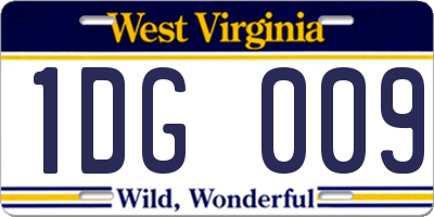 WV license plate 1DG009