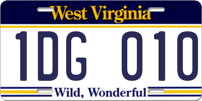 WV license plate 1DG010