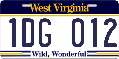 WV license plate 1DG012