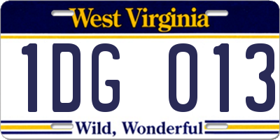 WV license plate 1DG013