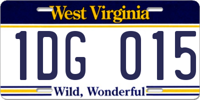 WV license plate 1DG015