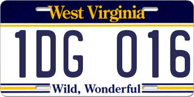 WV license plate 1DG016