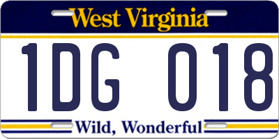 WV license plate 1DG018