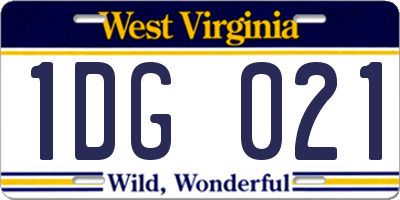 WV license plate 1DG021