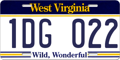 WV license plate 1DG022