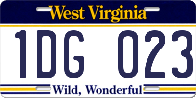 WV license plate 1DG023