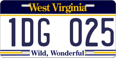 WV license plate 1DG025