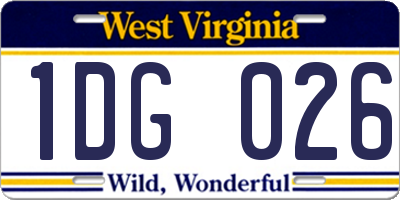 WV license plate 1DG026